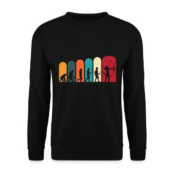 Bogenschiessen Bogensport Bogenschütze Evolution - Unisex Pullover - Schwarz - Vorne - Alina (178cm) & Michal (187cm)
