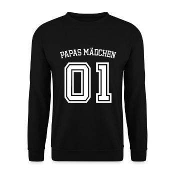 Papa Tochter Geschenk Mädchen 01 Nummer 1 - Unisex Pullover - Schwarz - Vorne - Alina (178cm) & Michal (187cm)