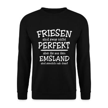 Friesen Emsland Friesland Sprüche Geschenk - Unisex Pullover - Schwarz - Vorne - Alina (178cm) & Michal (187cm)