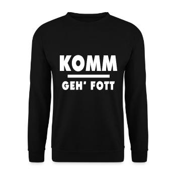 Saarländer Saarländisch Saarland Spruch geh fott - Unisex Pullover - Schwarz - Vorne - Alina (178cm) & Michal (187cm)