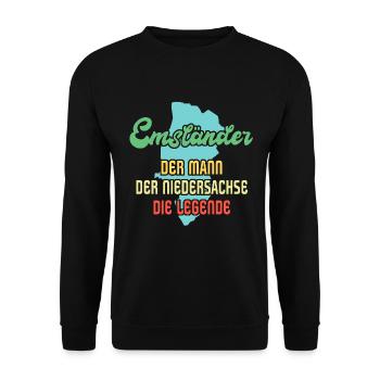 Emsland Niedersachsen Sprüche Emsländer - Unisex Pullover - Schwarz - Vorne - Alina (178cm) & Michal (187cm)