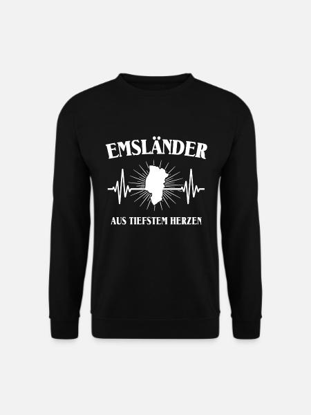 Emsländer Emsland EKG Herzlinie Geschenk - Unisex Pullover - Schwarz
