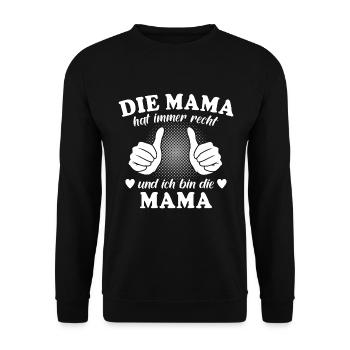 Mama Mutter Spruch Geschenk Muttertag - Unisex Pullover - Schwarz - Vorne - Alina (178cm) & Michal (187cm)