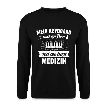 Keyboard Musiker Keyboarder Bier Geschenk - Unisex Pullover - Schwarz - Vorne - Alina (178cm) & Michal (187cm)