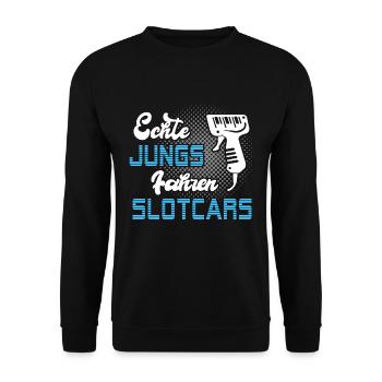 Slotcars Slotracing Echte Jungs Slotcar - Unisex Pullover - Schwarz - Vorne - Alina (178cm) & Michal (187cm)