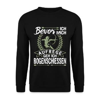 Bevor Ich Mich Aufrege Geh Ich Bogenschiessen - Unisex Pullover - Schwarz - Vorne - Alina (178cm) & Michal (187cm)