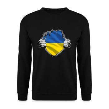 Drapeau de l’Ukraine Vintage Drapeau ukrainien d’occasion Look - Sweat-shirt Unisexe - noir - Devant - Alina (178cm) & Michal (187cm)