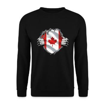 Kanada Flagge Ahornblatt Kanadische Fahne Canada - Unisex Pullover - Schwarz - Vorne - Alina (178cm) & Michal (187cm)