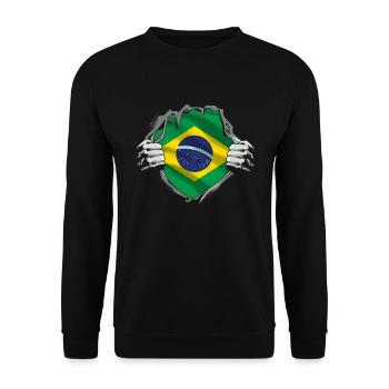 Brasilien Flagge Brasilianische Fahne Südamerika - Unisex Pullover - Schwarz - Vorne - Alina (178cm) & Michal (187cm)