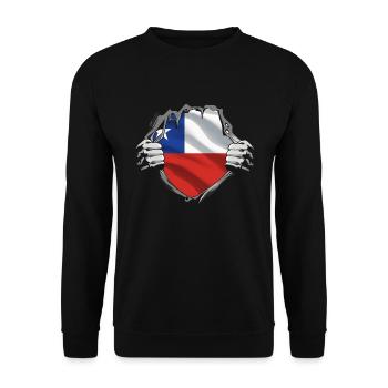 Chili Drapeau Amérique du Sud Drapeau Chili Vintage - Sweat-shirt Unisexe - noir - Devant - Alina (178cm) & Michal (187cm)