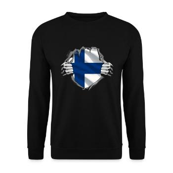 Finland Flag Suomi Finnish Flag Used Look - Unisex Sweatshirt - black - Front - Alina (178cm) & Michal (187cm)