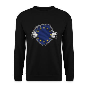 Drapeau de l’Europe EU Euro Drapeau européen - Sweat-shirt Unisexe - noir - Devant - Alina (178cm) & Michal (187cm)