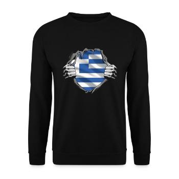 Grèce Drapeau Hellas Athènes Drapeau grec - Sweat-shirt Unisexe - noir - Devant - Alina (178cm) & Michal (187cm)