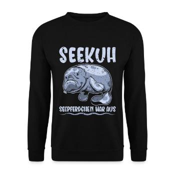 Seekuh Schwimmer Schwimmerin Schwimmen - Unisex Pullover - Schwarz - Vorne - Alina (178cm) & Michal (187cm)