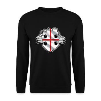 Sardinien Flagge Superhelden Sardische Fahne - Unisex Pullover - Schwarz - Vorne - Alina (178cm) & Michal (187cm)