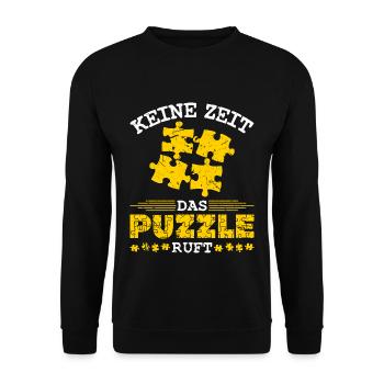 Keine Zeit Das Puzzle Ruft Puzzleteile - Unisex Pullover - Schwarz - Vorne - Alina (178cm) & Michal (187cm)