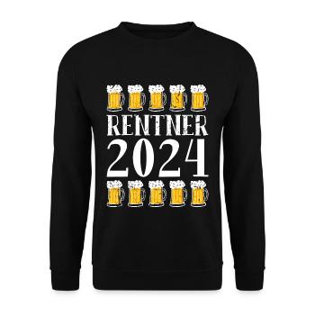 Rentner 2024 Ruhestand Bier Rente - Unisex Pullover - Schwarz - Vorne - Alina (178cm) & Michal (187cm)