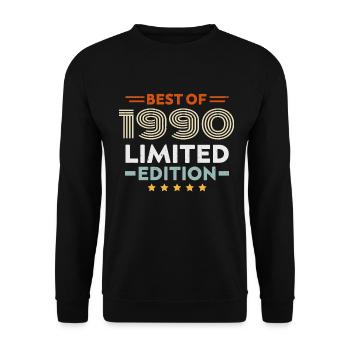 Retro 1990er Jahre Vintage Geschenk 34. Geburtstag 34 Jahre - Unisex Pullover - Schwarz - Vorne - Alina (178cm) & Michal (187cm)
