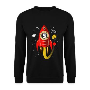 5 Jahre Geburtstag Rakete Geschenk - Unisex Pullover - Schwarz - Vorne - Alina (178cm) & Michal (187cm)