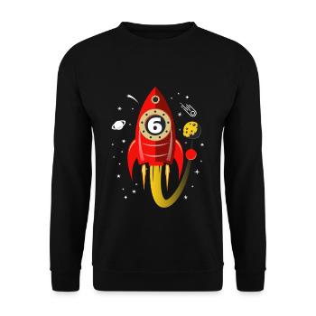 6 ans anniversaire fusée cadeau - Sweat-shirt Unisexe - noir - Devant - Alina (178cm) & Michal (187cm)