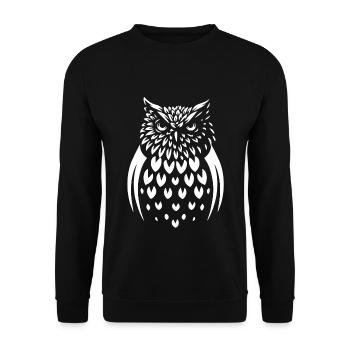 Eule - Unisex Pullover - Schwarz - Vorne - Alina (178cm) & Michal (187cm)