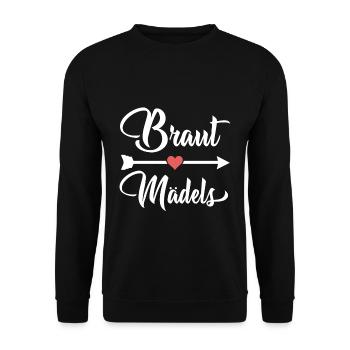 Braut Mädels - Unisex Pullover - Schwarz - Vorne - Alina (178cm) & Michal (187cm)
