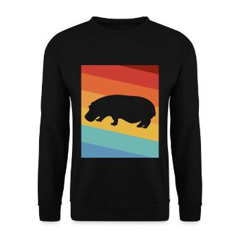 Hippopotamus Africa Safari Hippo - Unisex Sweatshirt - black - Front - Alina (178cm) & Michal (187cm)