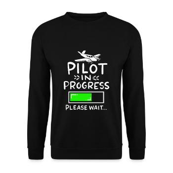 Pilot Ausbildung Fliegen Traumberuf Geschenk - Unisex Pullover - Schwarz - Vorne - Alina (178cm) & Michal (187cm)