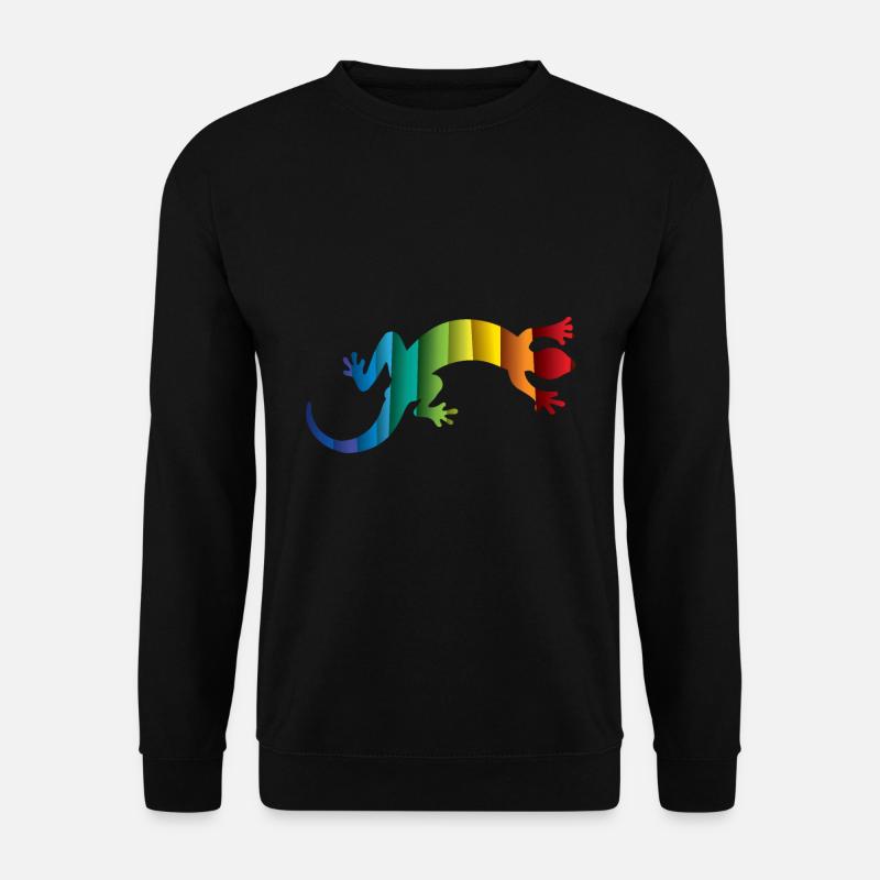 Gecko Echse Reptil Silhouette - Unisex Pullover - Schwarz