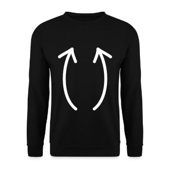 Zwei Pfeile nach oben - Unisex Pullover - Schwarz - Vorne - Alina (178cm) & Michal (187cm)