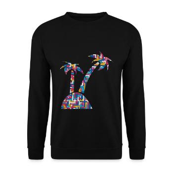 Insel Palme Palmen Sand Meer - Unisex Pullover - Schwarz - Vorne - Alina (178cm) & Michal (187cm)