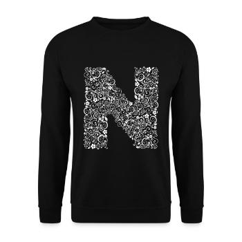 Buchstabe N - Unisex Pullover - Schwarz - Vorne - Alina (178cm) & Michal (187cm)