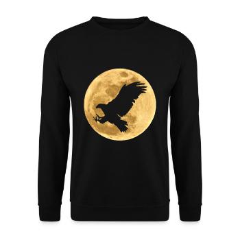Eagle in the Moon Full Moon - Unisex Sweatshirt - black - Front - Alina (178cm) & Michal (187cm)