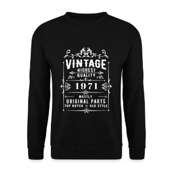 Jahrgang 1971 Vintage - Unisex Pullover - Schwarz - Vorne - Alina (178cm) & Michal (187cm)