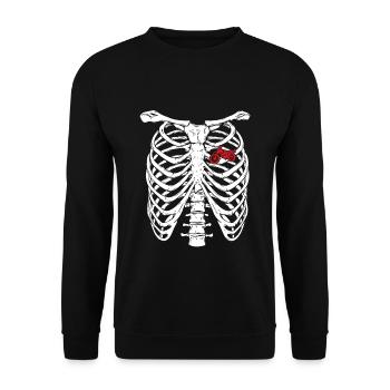 Motorcycle driving heart skeleton x-ray incurable - Unisex Sweatshirt - black - Front - Alina (178cm) & Michal (187cm)