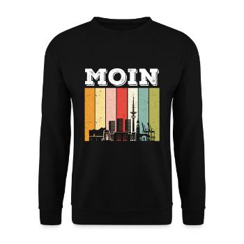 Moin Hamburg Retro Skyline - Unisex Pullover - Schwarz - Vorne - Alina (178cm) & Michal (187cm)