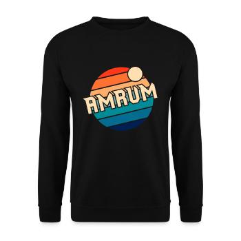 Amrum Retro Nordsee Vintage Insel Logo - Unisex Pullover - Schwarz - Vorne - Alina (178cm) & Michal (187cm)