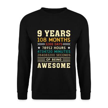 9 Jahre 108 Monate 3288 Tage Geburtstag Geschenk - Unisex Pullover - Schwarz - Vorne - Alina (178cm) & Michal (187cm)