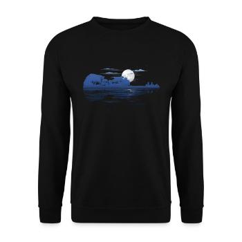 Violin Lake Reflection Geige See Bäume Reflektion - Unisex Pullover - Schwarz - Vorne - Alina (178cm) & Michal (187cm)