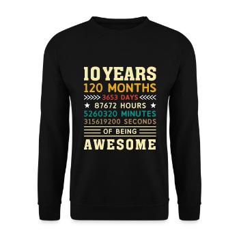 10 years 120 months 3653 days birthday gift - Unisex Sweatshirt - black - Front - Alina (178cm) & Michal (187cm)