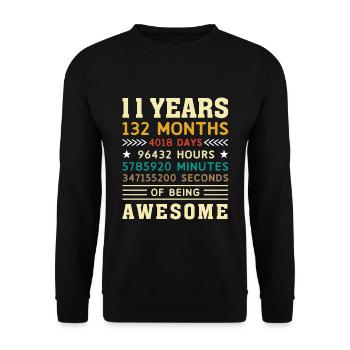 11 Jahre 132 Monate 4018 Tage Geburtstag Geschenk - Unisex Pullover - Schwarz - Vorne - Alina (178cm) & Michal (187cm)