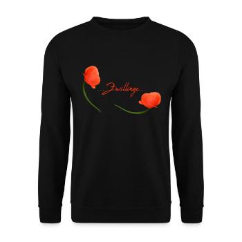 Zwillinge Mohn Klatschmohn Sternzeichen Zwillinge - Unisex Pullover - Schwarz - Vorne - Alina (178cm) & Michal (187cm)