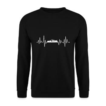 Leipzig Skyline Heartbeat - Unisex Sweatshirt - black - Front - Alina (178cm) & Michal (187cm)