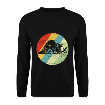 Cavalier King Charles Spaniel Retro Hunde Geschenk - Unisex Pullover - Schwarz - Vorne - Alina (178cm) & Michal (187cm)