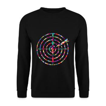 Dartscheibe Mosaik Bunt - Unisex Pullover - Schwarz - Vorne - Alina (178cm) & Michal (187cm)