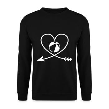 Schwimmball Herz Pfeil - Unisex Pullover - Schwarz - Vorne - Alina (178cm) & Michal (187cm)