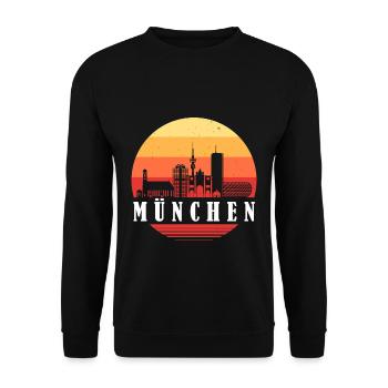 München Retro Skyline - Unisex Pullover - Schwarz - Vorne - Alina (178cm) & Michal (187cm)