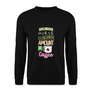 Krankenschwester Kaffee Koffein Spruch - Unisex Pullover - Schwarz - Vorne - Alina (178cm) & Michal (187cm)