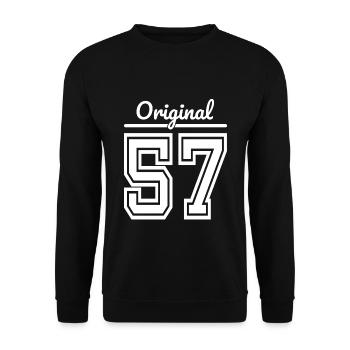 1957 Année de naissance, année de naissance / 57e anniversaire, âge - Sweat-shirt Unisexe - noir - Devant - Alina (178cm) & Michal (187cm)