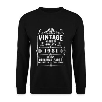 Jahrgang 1981 Vintage - Unisex Pullover - Schwarz - Vorne - Alina (178cm) & Michal (187cm)